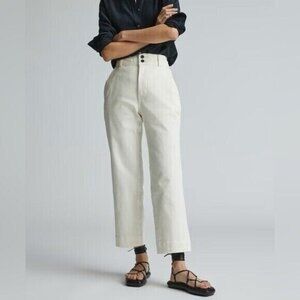 Everlane Womens Bone Cream Organic Cotton Straight Leg Pants Size 4 White